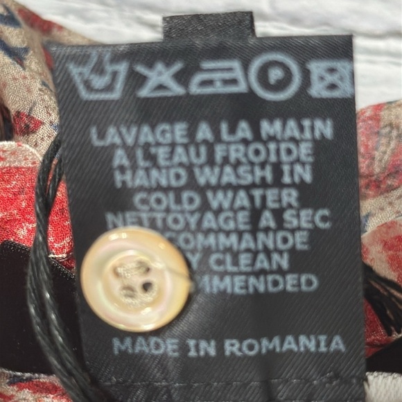 Isabel Marant Floral Bird Sheer Silk Babydoll Blouse size 36 -Small NEW Red Blue - Picture 16 of 16